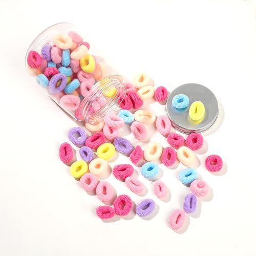 100 StüCk Haargummis MäDchen Bunt Elastisch Haargummis 2.5cm Multicolor Haarbänder HaarbäNder Zopfgummis Haargummi Kinder Mädchen Mini Haarband Mehrfarbig Soft,Gemischte Farbe von Wambere