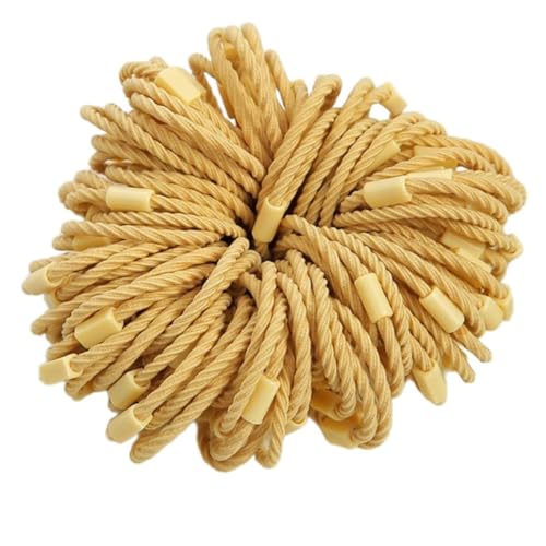 100 Stück Damen Gefädeltes Haargummis Haarringe Gummibänder Elastische Haarseil Haarband Kopfbedeckung Pferdeschwanzhalter Haarschnur Haarschmuck für Frauen Mädchen Tägliches Tragen,Gelb von Wambere