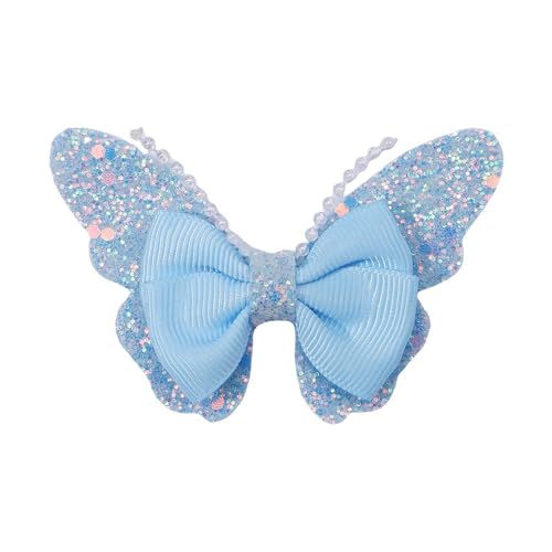 12 Stück Schmetterling Haarclips Damen Mädchen Glitzer Pailletten Schmetterling Schleife Haarspangen Haarklammer Haarschmuck Kopfschmuck für Hochzeit Party Bankett Abendessen,Blau von Wambere