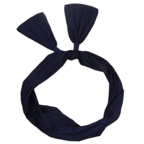 12 Stück Vintage Haarreif mit Schleife Damen Stirnband mit Draht Kopfband Haarbänder Hasenohren Stirnbänder Haarband Haarschmuck Kopfbedeckung für Frauen Mädchen Tägliches Tragen,Navy blau von Wambere