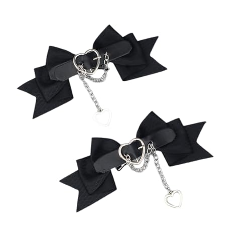 2 Paar JK Schleife Haarnadeln Damen Punk Herz Schleifenhaarnadeln Rutschfeste Haarschmuck Haarschleifen Haarklammern Bogen Haarnade Frauen Haar Accessoires Kopfschmuck,Schwarz von Wambere