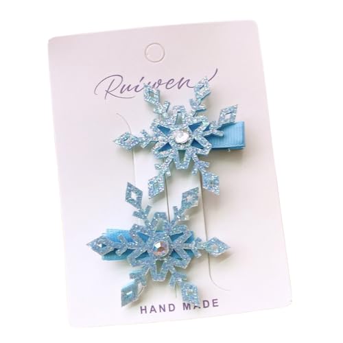 2 Paar Schneeflocken Haarspangen Weihnachtlicher Haarschmuck Damen Haarnadeln Mit Strasssteinen Rutschfest Haarklemmen Haar Accessoires Kopfschmuck für Hochzeit Weihnachten,Blau B von Wambere