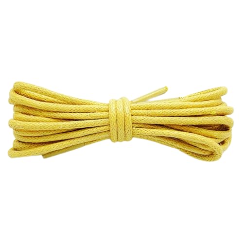 2 Paar reißfeste Langlebig Schnürsenkel Runde Gewachste Schuhbänder 2.5mm Dünne Shoelaces Business Schnürsenkel für Damen Herren Lederschuhe Stiefel Anzugschuhe Halbschuhe,Gelb,160cm von Wambere