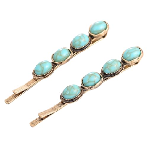 2 Paare Bobby Pins Damen Haarnadeln Vintage Haarnadel Bunt Haarspangen Hairpin Rutschfest Haarschmuck Haarklemmen Haarschieber Haar Clips Kopfbedeckung für Hochzeit Party Bankett,Blau B von Wambere