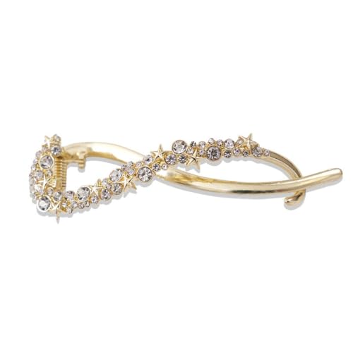 2 Stück 10cm Strass Haarnadel Drehclip Damen Haarspange Haarschmuck Haar Clip Haar Accessoires Haarspängchen Haarklammern Frauen Kopfbedeckung für Tägliches Tragen Hochzeit Party,Gold von Wambere