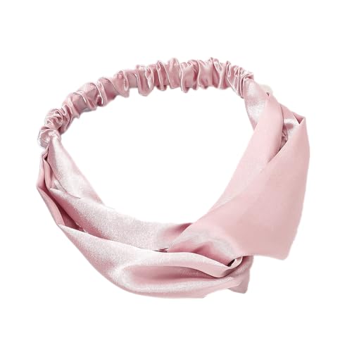 2 Stück 16 x 18 cm Cross Haarband Damen,Satin-Stirnband,Elastische Haarreif,Mädchen Stirnbänder,Yoga Haarbänder,Haar-Accessoires,Haarschmuck,Einfarbiger Haarreifen,für Make-up,Workout,Pink Lila von Wambere