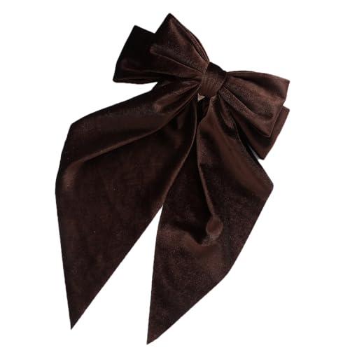 2 Stück 21cmx36cm Haarschleifen Clip Damen Samt Haarnadelschleife Bogen Haarnadel Schleife Haarspangen Vintage Federklammer Haarschmuck Hair Bow Schleife Kopfschmuck Kopfbedeckung,Dunkelbraun von Wambere