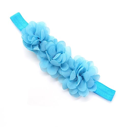 2 Stück Baby Haarband Chiffon Baby Stirnband Blumen Stirnband Baby Mädchen Stirnbänder Elastischer Turban Haarschmuck für Säuglinge Kleinkinder Neugeborene,Babyzubehör Haarschmuck,Blau von Wambere