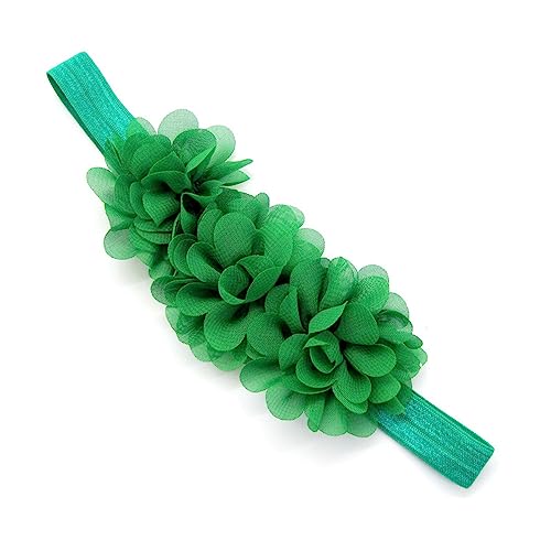 2 Stück Baby Haarband Chiffon Baby Stirnband Blumen Stirnband Baby Mädchen Stirnbänder Elastischer Turban Haarschmuck für Säuglinge Kleinkinder Neugeborene,Babyzubehör Haarschmuck,Dunkelgrün von Wambere