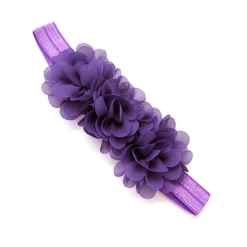 2 Stück Baby Haarband Chiffon Baby Stirnband Blumen Stirnband Baby Mädchen Stirnbänder Elastischer Turban Haarschmuck für Säuglinge Kleinkinder Neugeborene,Babyzubehör Haarschmuck,Dunkellila von Wambere