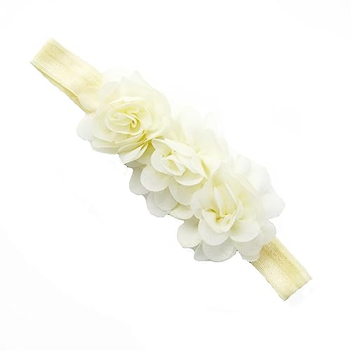 2 Stück Baby Haarband Chiffon Baby Stirnband Blumen Stirnband Baby Mädchen Stirnbänder Elastischer Turban Haarschmuck für Säuglinge Kleinkinder Neugeborene,Babyzubehör Haarschmuck,Nicht-gerade weiss von Wambere