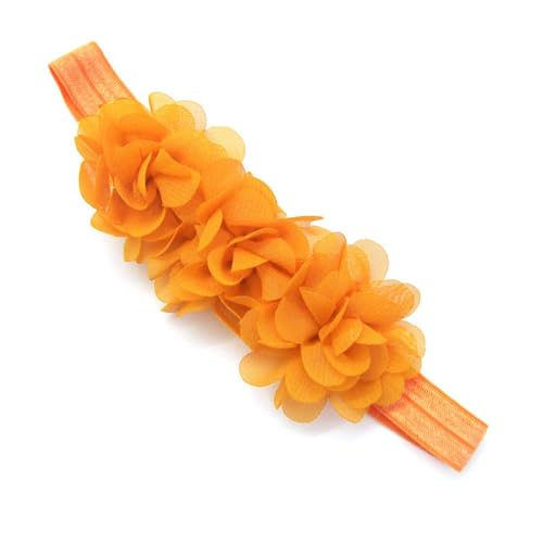 2 Stück Baby Haarband Chiffon Baby Stirnband Blumen Stirnband Baby Mädchen Stirnbänder Elastischer Turban Haarschmuck für Säuglinge Kleinkinder Neugeborene,Babyzubehör Haarschmuck,Orange von Wambere