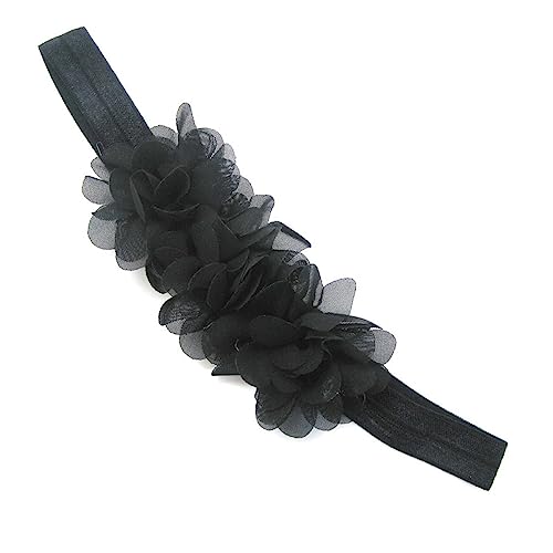 2 Stück Baby Haarband Chiffon Baby Stirnband Blumen Stirnband Baby Mädchen Stirnbänder Elastischer Turban Haarschmuck für Säuglinge Kleinkinder Neugeborene,Babyzubehör Haarschmuck,Schwarz von Wambere