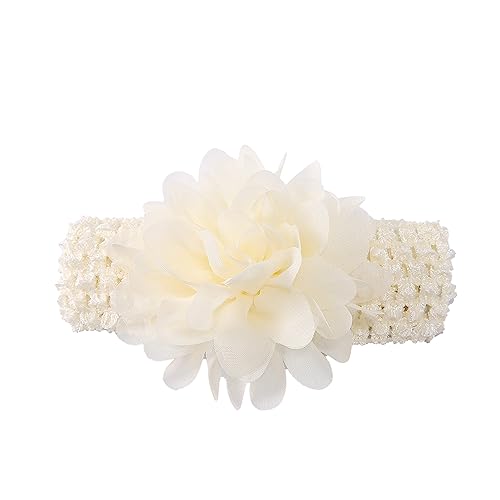 2 Stück Baby Haarband Kopfband Baby Schmuck Blumen Stirnband Babystirnband Mädchen Elastisches Stirnband Haarband Baby Taufe Neugeborene Mädchen Haarband Babyzubehör Haarschmuck,Beige von Wambere