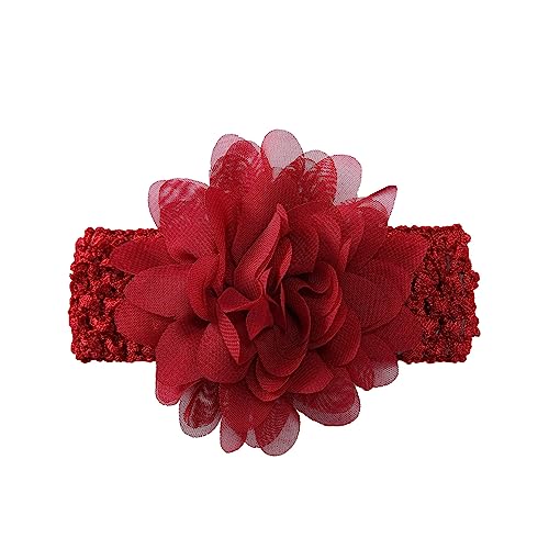 2 Stück Baby Haarband Kopfband Baby Schmuck Blumen Stirnband Babystirnband Mädchen Elastisches Stirnband Haarband Baby Taufe Neugeborene Mädchen Haarband Babyzubehör Haarschmuck,Weinrot von Wambere