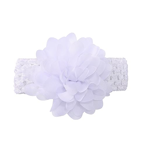 2 Stück Baby Haarband Kopfband Baby Schmuck Blumen Stirnband Babystirnband Mädchen Elastisches Stirnband Haarband Baby Taufe Neugeborene Mädchen Haarband Babyzubehör Haarschmuck,Weiss von Wambere