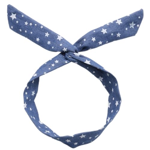 2 Stück Biegbares Stirnbänder,Haarband mit Draht,Hasenohren Stirnband Damen Twist Bow Wired Haarbänder Schleife Knoten Haarreif Haarschmuck Kopfbedeckung für Mädchen Frauen,Blau G von Wambere