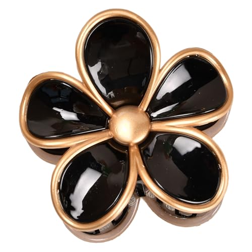 2 Stück Blumenhaarnadel Damen Blumen Krallenclip Haarspangen Kunststoff Haarklammern Rutschfeste Haarclips Vintage Haarnadel Frauen Haarschmuck Kopfbedeckung Haarstyling Zubehör,Schwarz C von Wambere
