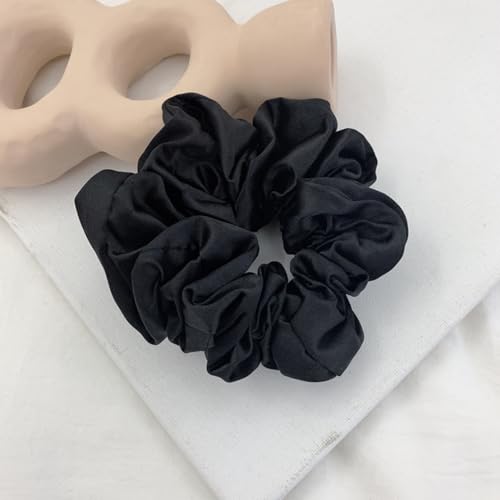 2 Stück Damen Elastische Haargummi Scrunchie Pferdeschwanzhalter Haarband Haar Gummibänder Haarbänder Haarseil Zopfgummis Haarschmuckfür Frauen Mädchen für Tägliches Tragen,Schwarz von Wambere