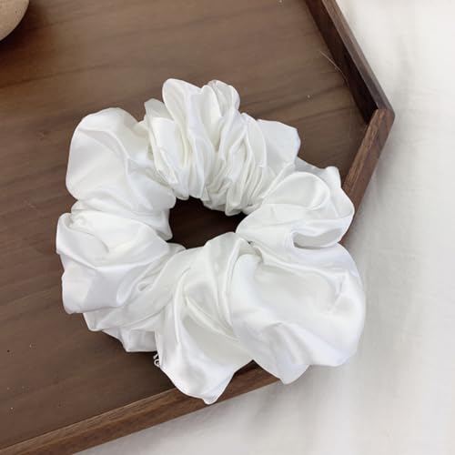 2 Stück Damen Elastische Haargummi Scrunchie Pferdeschwanzhalter Haarband Haar Gummibänder Haarbänder Haarseil Zopfgummis Haarschmuckfür Frauen Mädchen für Tägliches Tragen,Weiß von Wambere