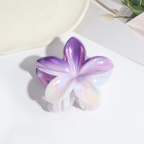 2 Stück Damen Farbverlauf Blumenhaarnadel Blumen Haarklammern Rutschfeste Kunststoff Krallenclip Haar Krallen Haarspangen Kopfbedeckung Haarklammern Haarschmuck für Tägliches Tragen,Lila von Wambere