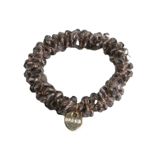 2 Stück Damen Haargummis Perlen Kristallen Haargummi Elastisches Haarseil Haarband Scrunchies Zopfgummi Gummibänder Haarschmuck Pferdeschwanzhalter Haarbänder Frauen Kopfschmuck,Hellgrau von Wambere