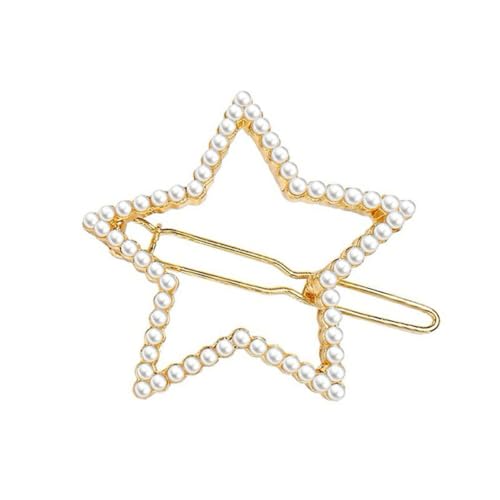 2 Stück Damen Haarklammer Stern Haarspangen Perlen Fünfzackigem Stern Haarnadel Pentagrammhaarnadel Frauen Haarschmuck Rutschfest Kopfschmuck Hair Clips Kopfbedeckung für Tägliches Tragen von Wambere