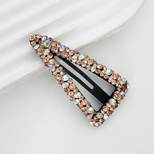 2 Stück Damen Haarspange Dreiecksform Haarclips Strass Haarnadel Haarspangen Kopfbedeckung Rutschfest Haarklammern Haarschmuck für Frauen Mädchen Geburtstag Party Bankett,Champagner von Wambere