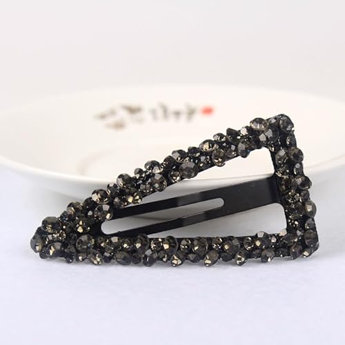 2 Stück Damen Haarspange Dreiecksform Haarclips Strass Haarnadel Haarspangen Kopfbedeckung Rutschfest Haarklammern Haarschmuck für Frauen Mädchen Geburtstag Party Bankett,Schwarz A von Wambere