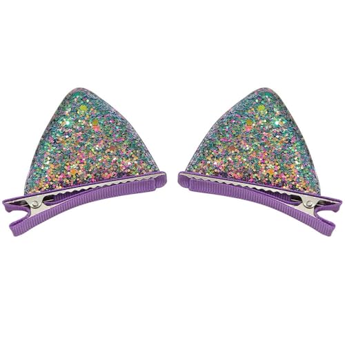 2 Paar Damen Haarspangen Katzenohren Haarnadel Entenschnabelklammer Haarklammer Kopfbedeckung Rutschfest Glitzer Hairclip Haarschmuck für Frauen Mädchen Geburtstag Party Bankett,Marineblau von Wambere