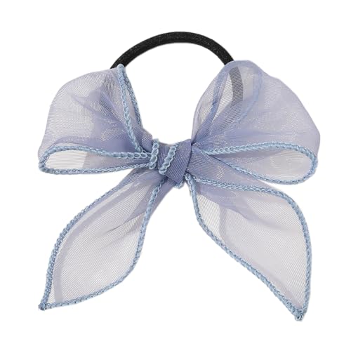 2 Stück Damen Organza Schleife Haargummi Haarschleifen Haarring Haarseil Haarschnur Elastisches Stirnband Pferdeschwanzhalter Haarband Haarschmuck Kopfbedeckung für Frau Mädchen,Blau Lila von Wambere