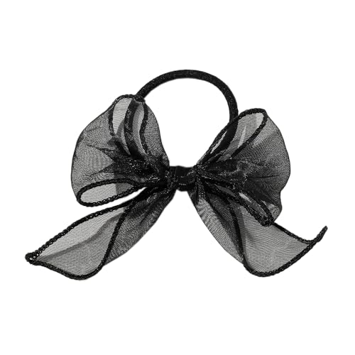 2 Stück Damen Organza Schleife Haargummi Haarschleifen Haarring Haarseil Haarschnur Elastisches Stirnband Pferdeschwanzhalter Haarband Haarschmuck Kopfbedeckung für Frau Mädchen,Schwarz von Wambere