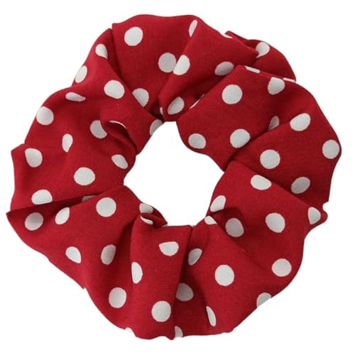 2 Stück Damen Polka Dot Haargummi Haarringe Gummibänder Elastische Haarseil Haarschnur Haarschmuck Pferdeschwanzhalter Scrunchies Kopfbedeckung für Mädchen Frauen Tägliches Tragen,Dunkelrot von Wambere