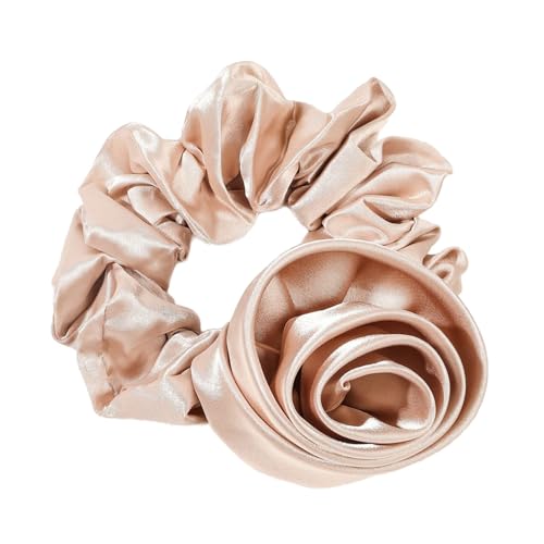 2 Stück Damen Rosen Haarringe Blumen-Dickdarm-Haargummi Gummibänder Haarband Kopfbedeckung Elastische Haarseil Pferdeschwanzhalter Haarschnur Haarschmuck für Tägliches Tragen,Khaki von Wambere