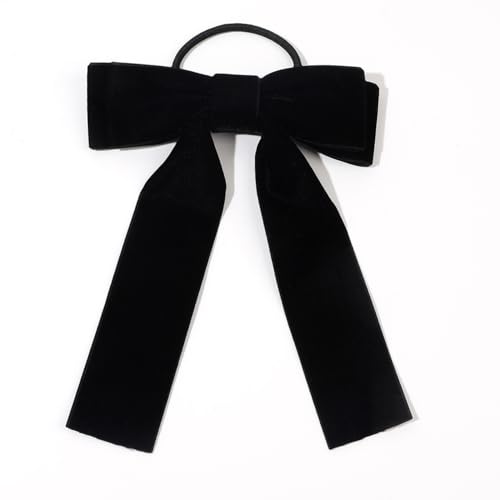 2 Stück Damen Samt Schleife Haargummi Haarringe Elastische Gummibänder Haarseil Pferdeschwanzhalter Bowknot Haarband Haarschnur Haarschmuck für Mädchen Frauen Tägliches Tragen,Schwarz von Wambere