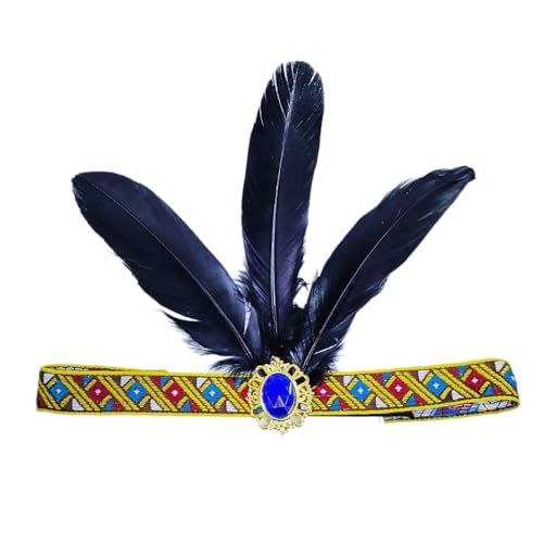 2 Stück Feder Stirnband Federkopfschmuck Indianer Federn Stirnband Vintage Feder Haarreif Haarband Haarschmuck Kopfbedeckung für Party Maskerade Halloween Mottoparty Karneval,Schwarz von Wambere