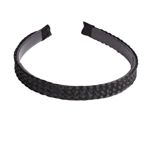 2 Stück Geflochtenes Stirnband mit Zähnen Zöpfe Haarband,Synthetisches Haar Haar-Accessoires,Zopf Perücke Haarschmuck,Band Geflochtenes Perückenstirnband,Zubehör für Frauen,1.5cm,Schwarz von Wambere