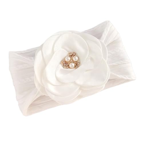 2 Stück Haarband Baby Blumenstirnband Elastisches Stirnband Baby Turban Neugeborene Haarband Haarbänder Mädchen Stirnbänder Weiche Haarschmuck Babyzubehör Kopfbedeckung Kopfschmuck,Weiß B von Wambere