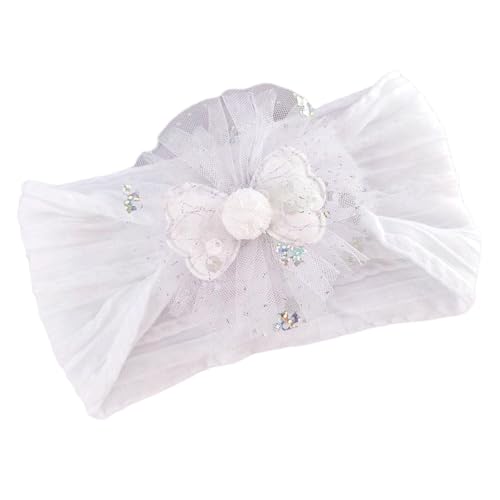 2 Stück Haarband Baby Blumenstirnband Elastisches Stirnband Baby Turban Neugeborene Haarband Haarbänder Mädchen Stirnbänder Weiche Haarschmuck Babyzubehör Kopfbedeckung Kopfschmuck,Weiß D von Wambere