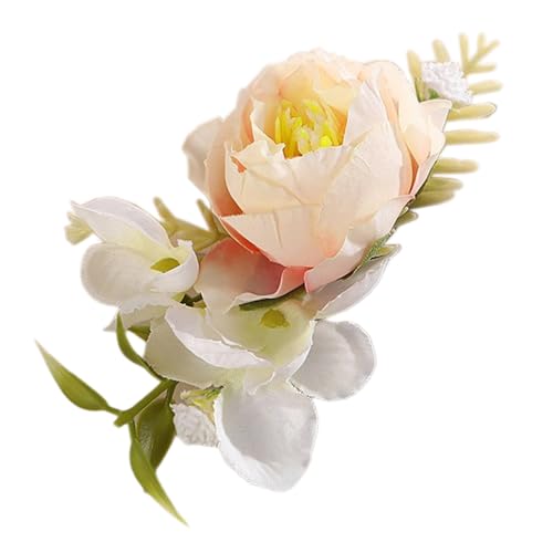 2 Stück Künstliche Blumen Haarspange Böhmische Blumenhaarnadel Haarschmuck Rutschfeste Haarschmuck Haarclip Haarklammern Kopfbedeckung für Frauen Damen für Hochzeit Party,Champagner,10x5cm von Wambere