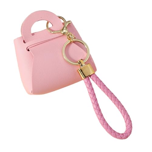 2 Stück Leder Geldbörse Kleines Portemonnaie mit Schlüsselanhänger Münzbörse Schlüsseltasche Mini Geldbeutel Portmonee Brieftasche Wallet Münzen Aufbewahrungstasche Taschenanhänger,Rosa von Wambere