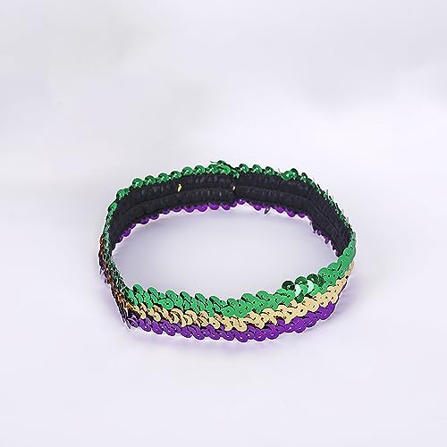 2 Stück Pailletten Stirnbänder Glitzernde Haarreifen Pailletten Haarbänder Glitzer Haarbänder Dünnes Stretch Stirnband für Frauen und Mädchen für Maskerade Cosplay Karnevals Mottoparty,Goldgrün Lila von Wambere