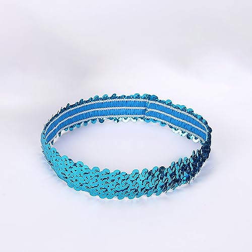 2 Stück Pailletten Stirnbänder Glitzernde Haarreifen Pailletten Haarbänder Glitzer Haarbänder Dünnes Stretch Stirnband für Frauen und Mädchen für Maskerade Cosplay Karnevals Mottoparty,Blau von Wambere