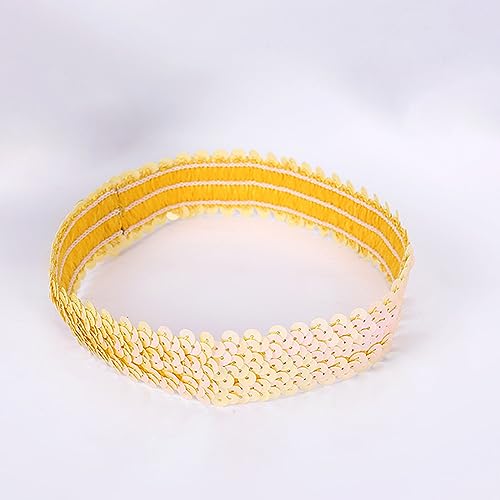 2 Stück Pailletten Stirnbänder Glitzernde Haarreifen Pailletten Haarbänder Glitzer Haarbänder Dünnes Stretch Stirnband für Frauen und Mädchen für Maskerade Cosplay Karnevals Mottoparty,Gelb von Wambere