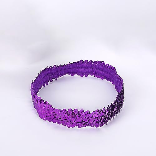 2 Stück Pailletten Stirnbänder Glitzernde Haarreifen Pailletten Haarbänder Glitzer Haarbänder Dünnes Stretch Stirnband für Frauen und Mädchen für Maskerade Cosplay Karnevals Mottoparty,Lila von Wambere