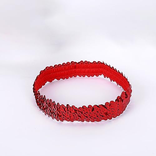 2 Stück Pailletten Stirnbänder Glitzernde Haarreifen Pailletten Haarbänder Glitzer Haarbänder Dünnes Stretch Stirnband für Frauen und Mädchen für Maskerade Cosplay Karnevals Mottoparty,Rot von Wambere