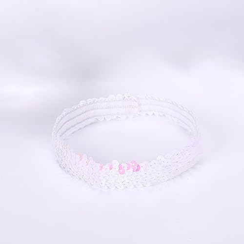 2 Stück Pailletten Stirnbänder Glitzernde Haarreifen Pailletten Haarbänder Glitzer Haarbänder Dünnes Stretch Stirnband für Frauen und Mädchen für Maskerade Cosplay Karnevals Mottoparty,Weiss von Wambere