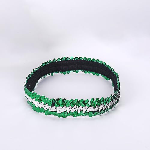 2 Stück Pailletten Stirnbänder Glitzernde Haarreifen Pailletten Haarbänder Glitzer Haarbänder Dünnes Stretch Stirnband für Frauen und Mädchen für Maskerade Cosplay Karnevals Mottoparty,Weiß Grün von Wambere