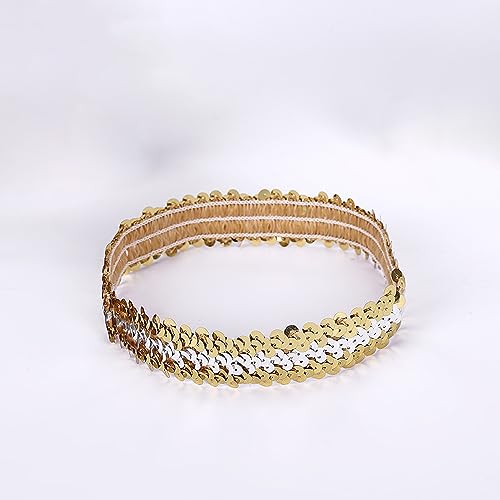 2 Stück Pailletten Stirnbänder Glitzernde Haarreifen Pailletten Haarbänder Glitzer Haarbänder Dünnes Stretch Stirnband für Frauen und Mädchen für Maskerade Cosplay Karnevals Mottoparty,Weiß gold von Wambere