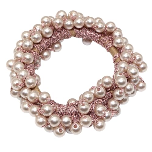 2 Stück Perle Geflochtenes Stirnband Haargummi Damen Haarband Elastische Gummibänder Haarseil Haarringe Haarschmuck Haarschnur Kopfbedeckung Pferdeschwanzhalter Kopfschmuck,Rosa von Wambere